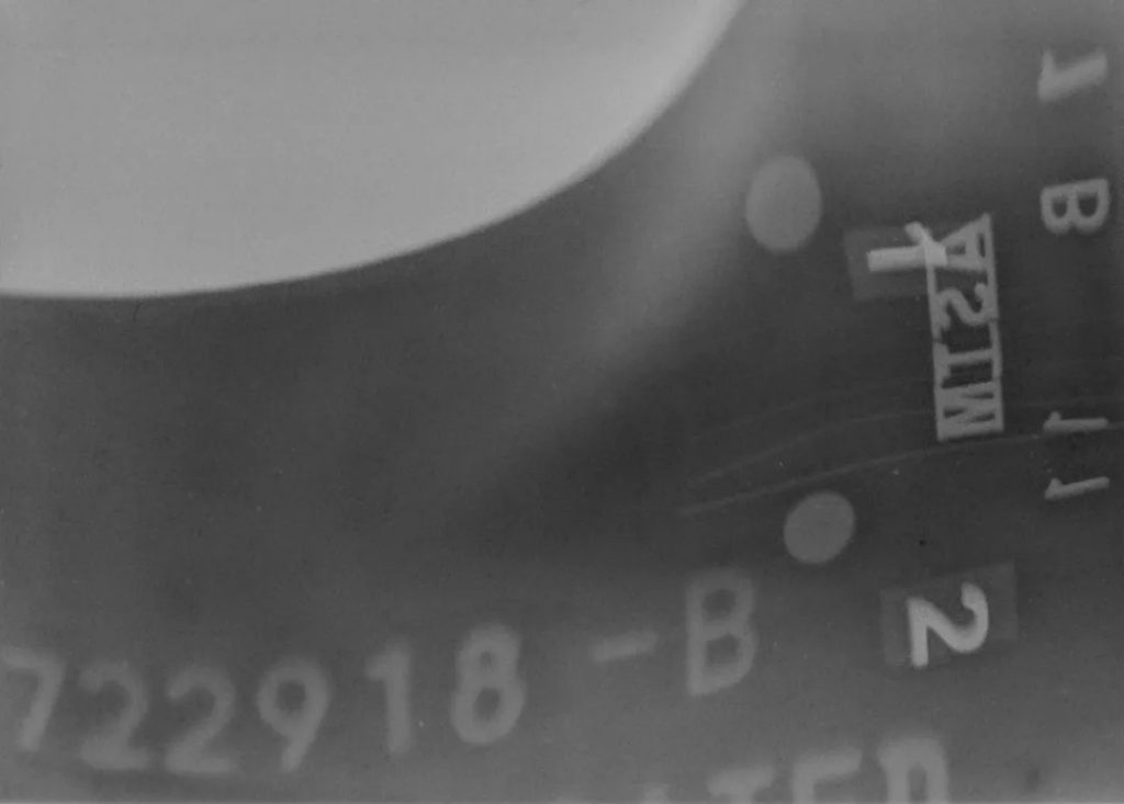 細(xì)節(jié)區(qū)域工業(yè)射線底片圖像，用于展示FS50B 激光掃描的對(duì)比度與清晰度表現(xiàn)。